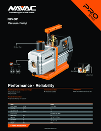 Thumbnail of document Data Sheet - NP4DP Vacuum Pump, 4 CFM, 2-Stage, 15 Microns. Pro Series